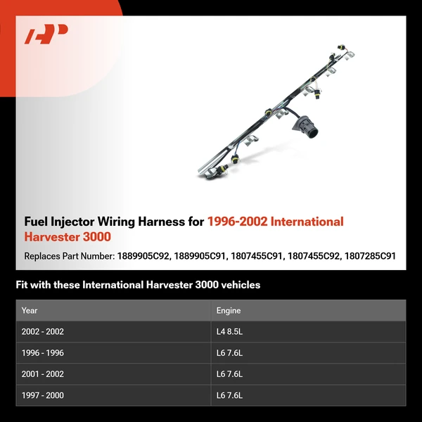 Fuel Injector Wiring Harness for 1996-2002 International Harvester 3000