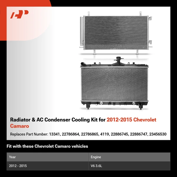 Radiator & AC Condenser Cooling Kit for 2012-2015 Chevrolet Camaro