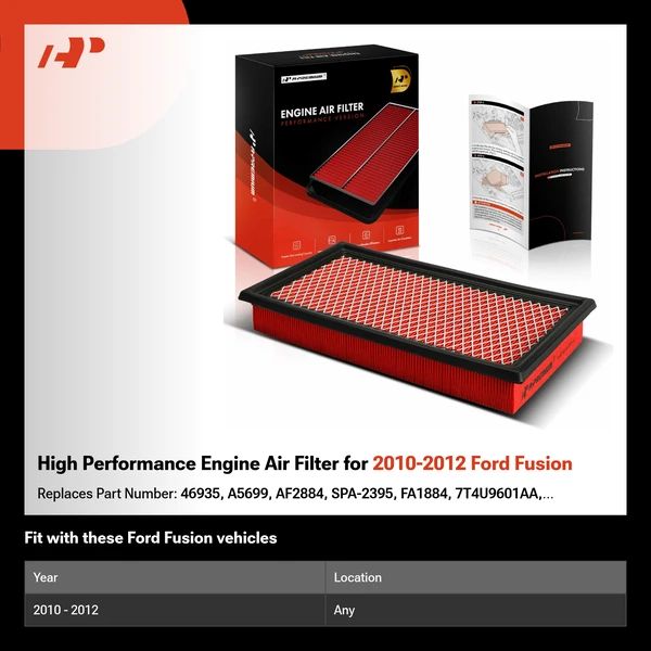 High Performance Engine Air Filter for 2010-2012 Ford Fusion