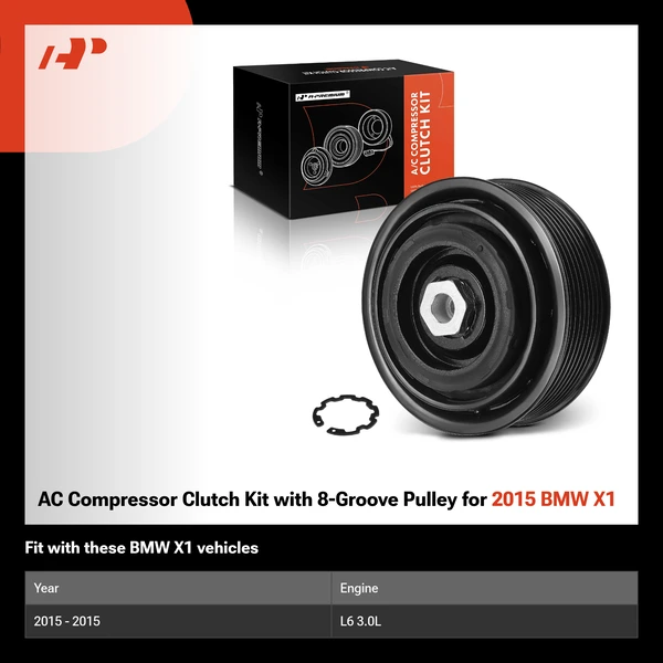 AC Compressor Clutch Kit with 8-Groove Pulley for 2015 BMW X1