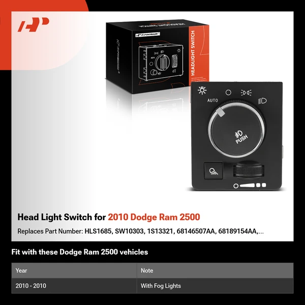 Head Light Switch for 2010 Dodge Ram 2500