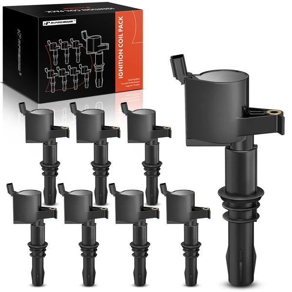 2005-2008 Ford F-250 Super Duty A Set of 8-Pc Ignition Coil 2-Pin Terminal Rectangular A-Premium APIC0430