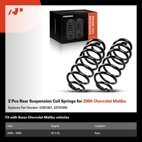 2 Pcs Rear Suspension Coil Springs for 2006 Chevrolet Malibu