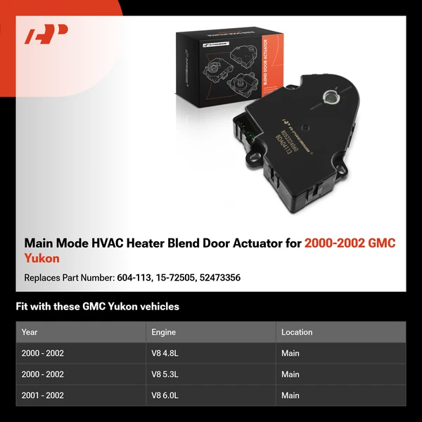 Main Mode HVAC Heater Blend Door Actuator for 2000-2002 GMC Yukon