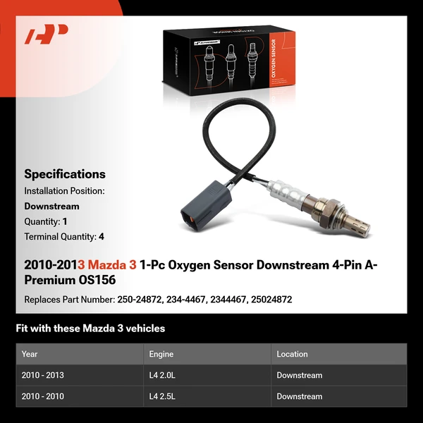 2010-2013 Mazda 3 1-Pc Oxygen Sensor Downstream 4-Pin A-Premium OS156