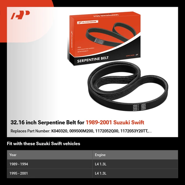 32.16 inch Serpentine Belt for 1989-2001 Suzuki Swift