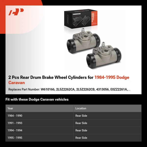 2 Pcs Rear Drum Brake Wheel Cylinders for 1984-1995 Dodge Caravan