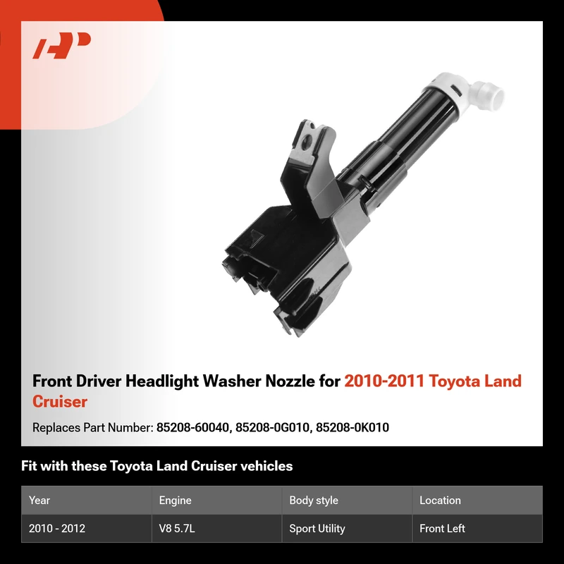 Front Driver Headlight Washer Nozzle for 2010-2011 Toyota Land Cruiser