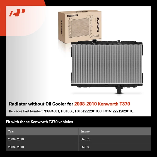 Radiator without Oil Cooler for 2008-2010 Kenworth T370