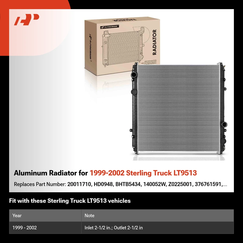 Aluminum Radiator for 1999-2002 Sterling Truck LT9513
