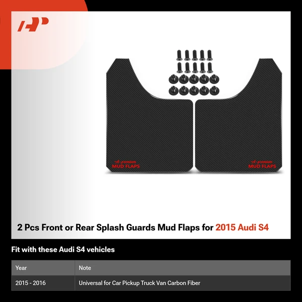2 Pcs Front or Rear Splash Guards Mud Flaps for 2015 Audi S4