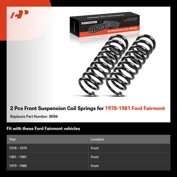 2 Pcs Front Suspension Coil Springs for 1978-1981 Ford Fairmont