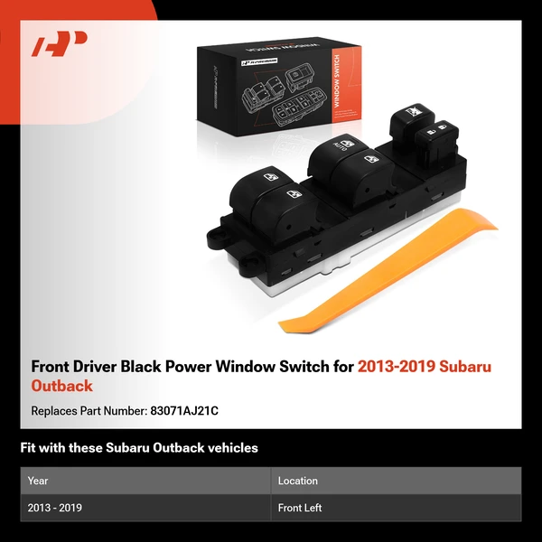 Front Driver Black Power Window Switch for 2013-2019 Subaru Outback