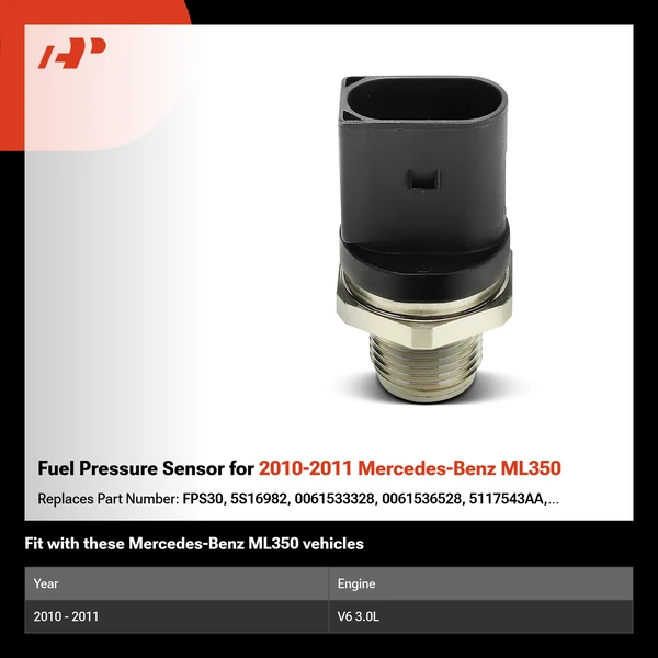 Fuel Pressure Sensor for 2010-2011 Mercedes-Benz ML350