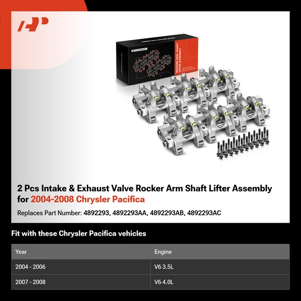 2 Pcs Intake & Exhaust Valve Rocker Arm Shaft Lifter Assembly for 2004-2008 Chrysler Pacifica