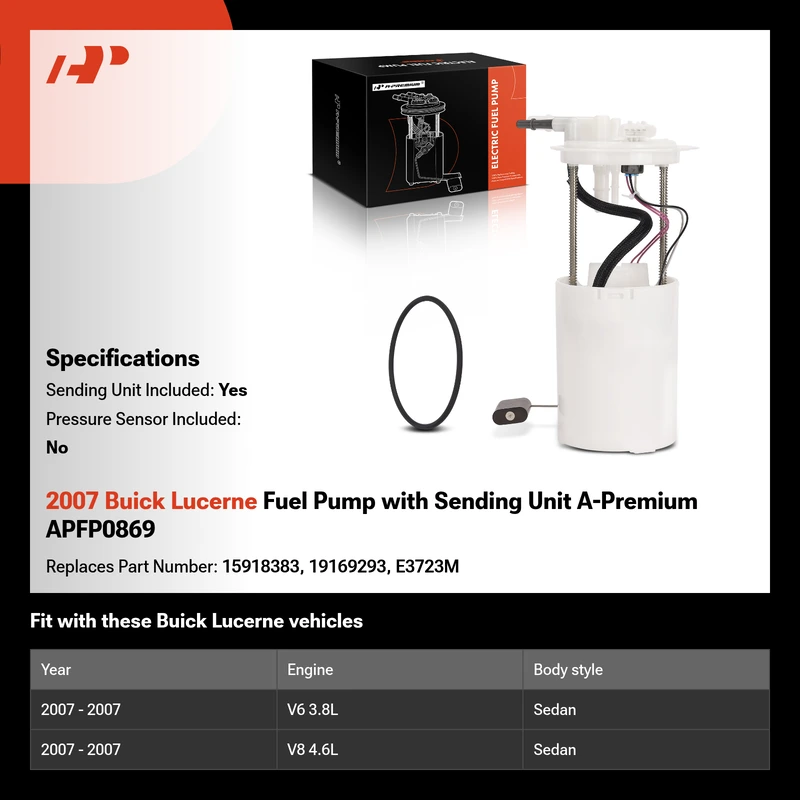 2007 Buick Lucerne Fuel Pump with Sending Unit A-Premium APFP0869
