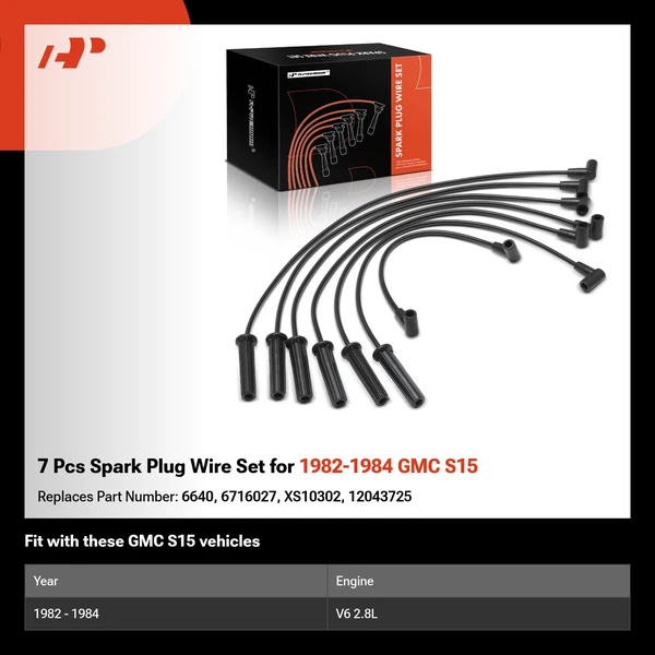7 Pcs Spark Plug Wire Set for 1982-1984 GMC S15