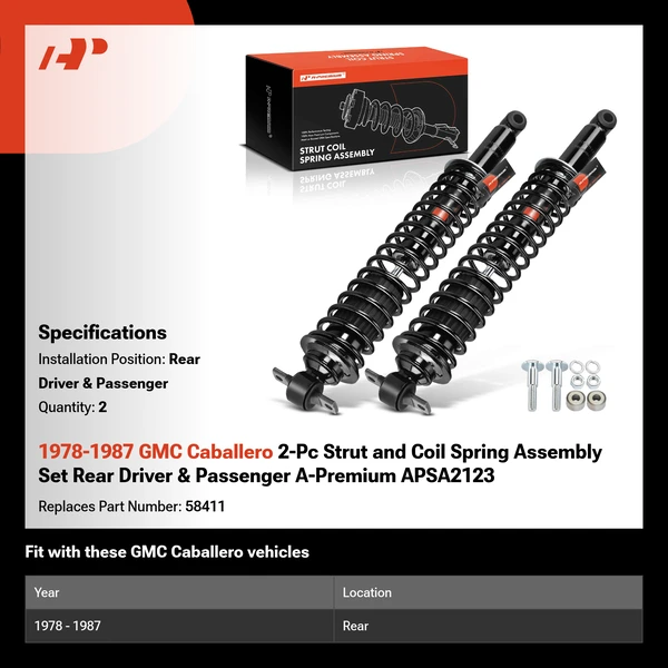 1978-1987 GMC Caballero 2-Pc Strut and Coil Spring Assembly Set Rear Driver & Passenger A-Premium APSA2123