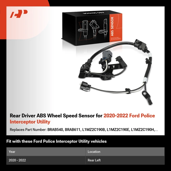 Rear Driver ABS Wheel Speed Sensor for 2020-2022 Ford Police Interceptor Utility