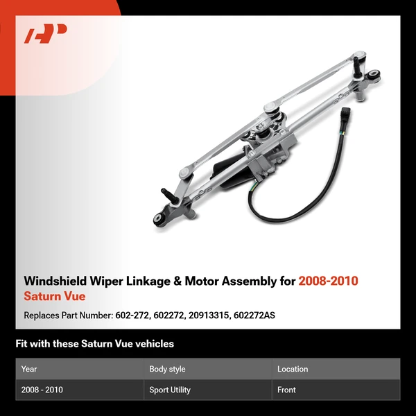 Windshield Wiper Linkage & Motor Assembly for 2008-2010 Saturn Vue