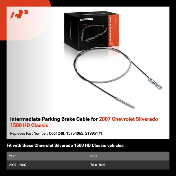 Intermediate Parking Brake Cable for 2007 Chevrolet Silverado 1500 HD Classic