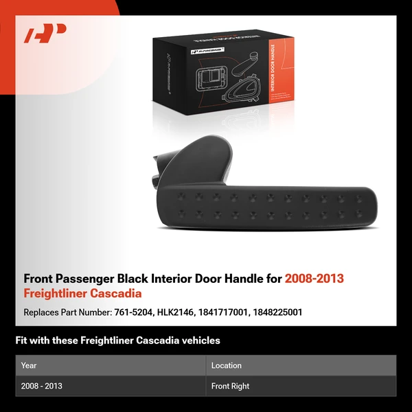 Front Passenger Black Interior Door Handle for 2008-2013 Freightliner Cascadia