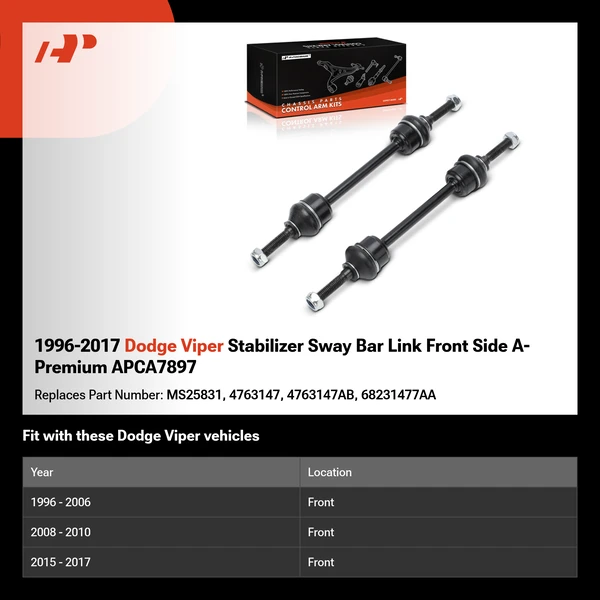 1996-2017 Dodge Viper Stabilizer Sway Bar Link Front Side A-Premium APCA7897