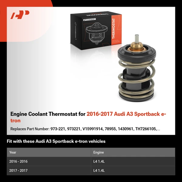 Engine Coolant Thermostat for 2016-2017 Audi A3 Sportback e-tron