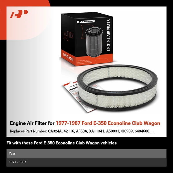 Engine Air Filter for 1977-1987 Ford E-350 Econoline Club Wagon