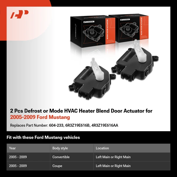 2 Pcs Defrost or Mode HVAC Heater Blend Door Actuator for 2005-2009 Ford Mustang