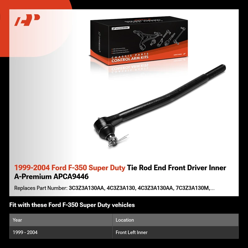 1999-2004 Ford F-350 Super Duty Tie Rod End Front Driver Inner A-Premium APCA9446