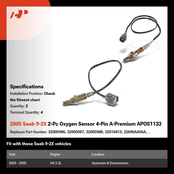 2005 Saab 9-2X 2-Pc Oxygen Sensor 4-Pin A-Premium APOS1133