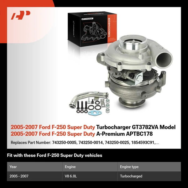 2005-2007 Ford F-250 Super Duty Turbocharger GT3782VA Model 2005-2007 Ford F-250 Super Duty A-Premium APTBC178