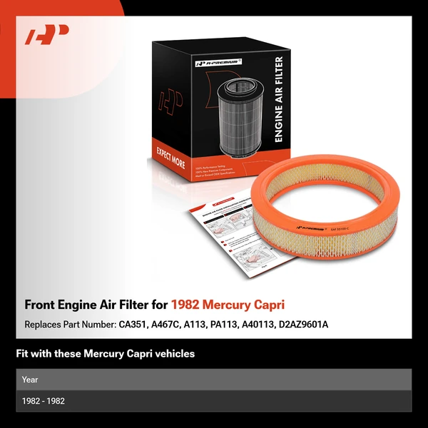 Front Engine Air Filter for 1982 Mercury Capri