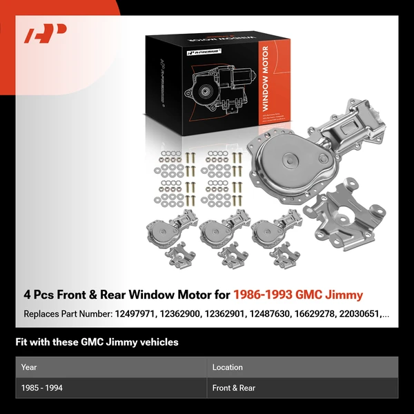 4 Pcs Front & Rear Window Motor for 1986-1993 GMC Jimmy