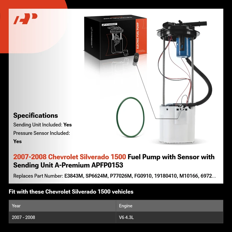 2007-2008 Chevrolet Silverado 1500 Fuel Pump with Sensor with Sending Unit A-Premium APFP0153