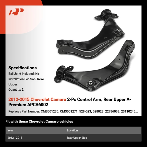 2012-2015 Chevrolet Camaro 2-Pc Control Arm, Rear Upper A-Premium APCA6002