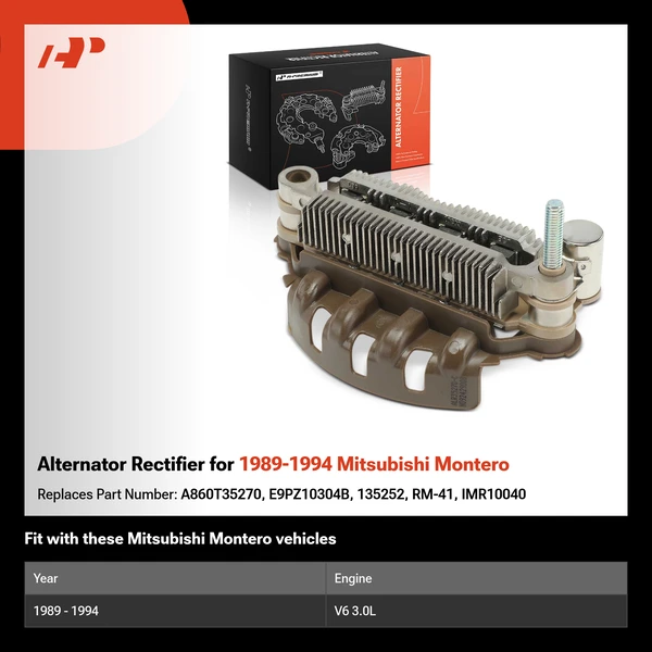 Alternator Rectifier for 1989-1994 Mitsubishi Montero
