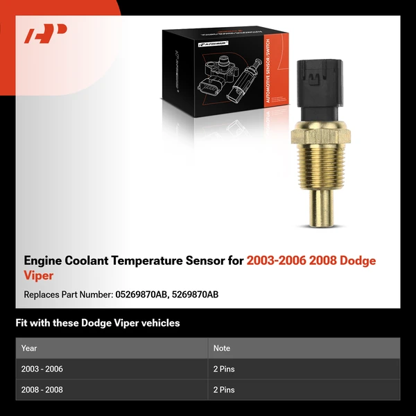 Engine Coolant Temperature Sensor for 2003-2006 2008 Dodge Viper