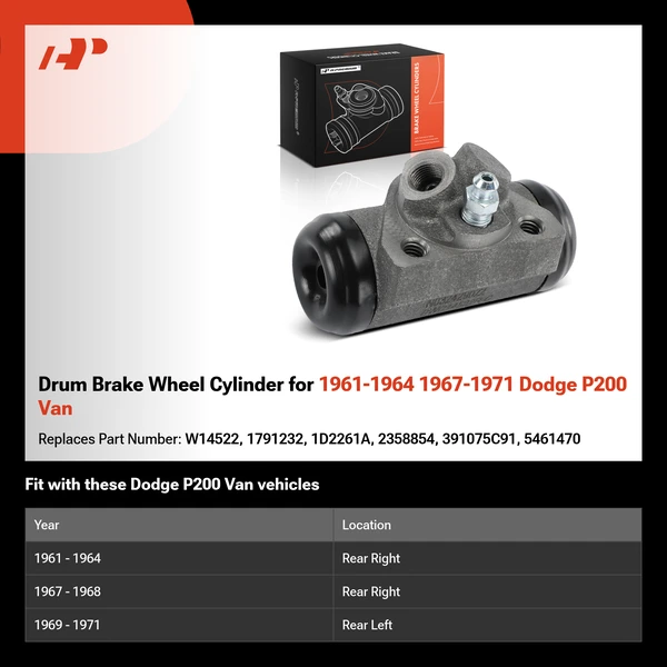 Drum Brake Wheel Cylinder for 1961-1964 1967-1971 Dodge P200 Van