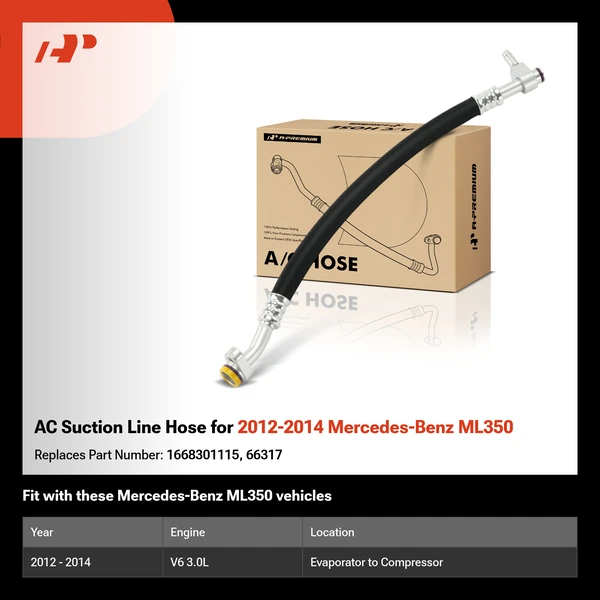 AC Suction Line Hose for 2012-2014 Mercedes-Benz ML350