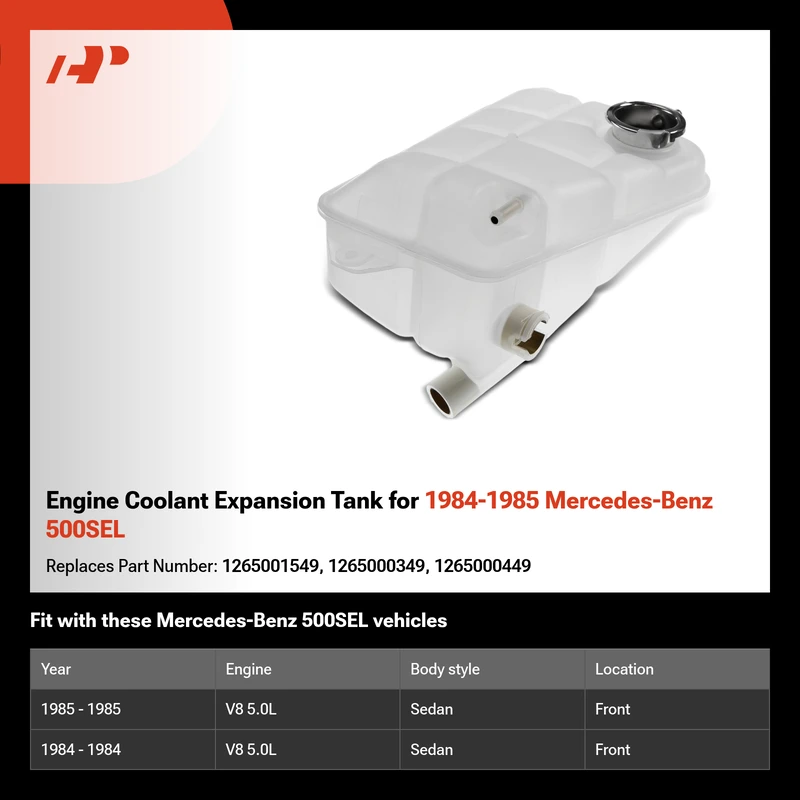 Engine Coolant Expansion Tank for 1984-1985 Mercedes-Benz 500SEL