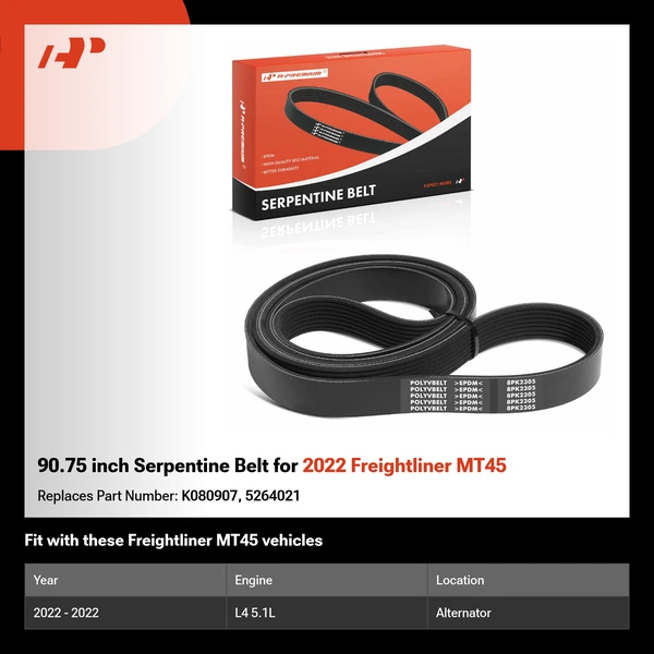 90.75 inch Serpentine Belt for 2022 Freightliner MT45