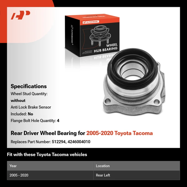 Rear Driver Wheel Bearing for 2005-2020 Toyota Tacoma