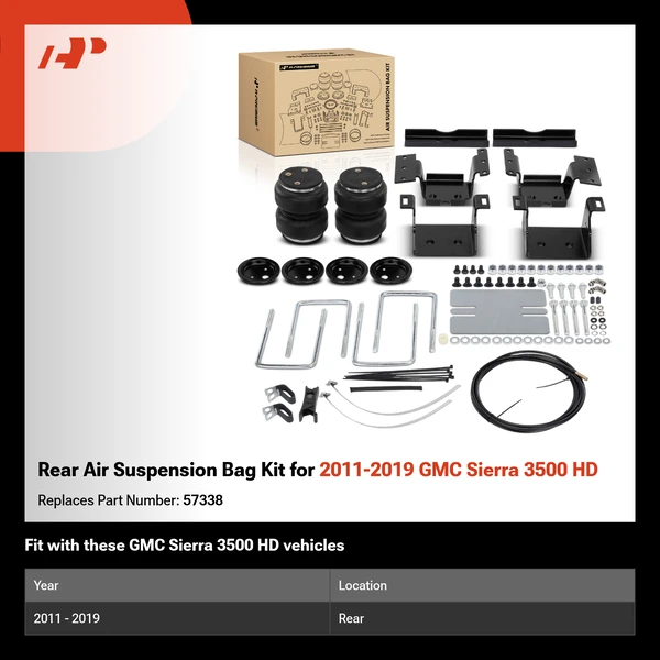 Rear Air Suspension Bag Kit for 2011-2019 GMC Sierra 3500 HD