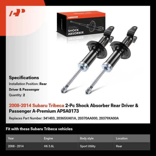 2008-2014 Subaru Tribeca 2-Pc Shock Absorber Rear Driver & Passenger A-Premium APSA0173