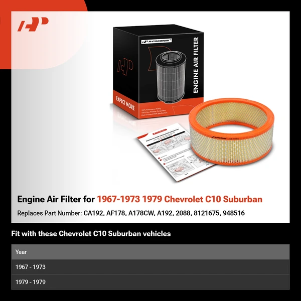 Engine Air Filter for 1967-1973 1979 Chevrolet C10 Suburban
