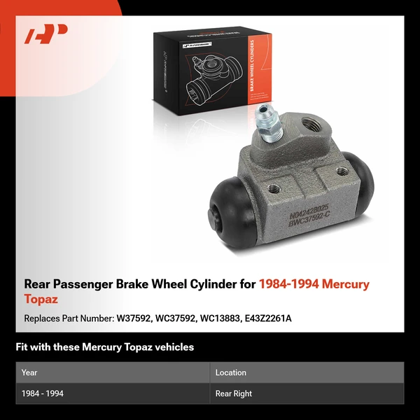 Rear Passenger Brake Wheel Cylinder for 1984-1994 Mercury Topaz