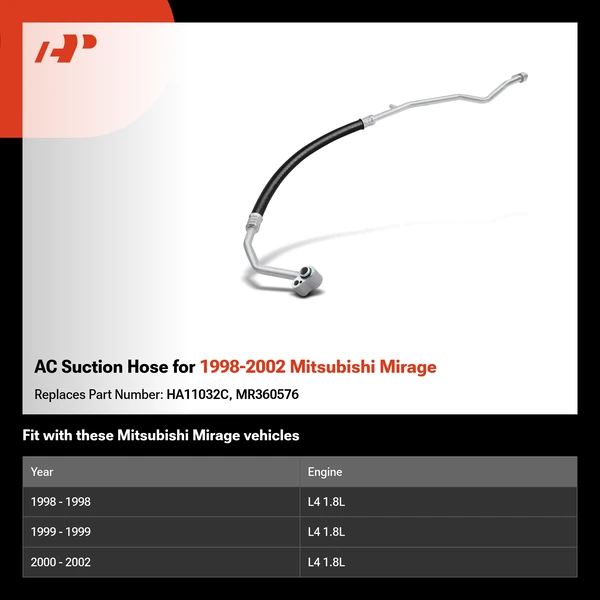 AC Suction Hose for 1998-2002 Mitsubishi Mirage