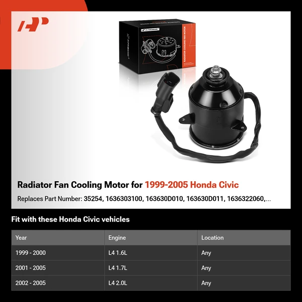 Radiator Fan Cooling Motor for 1999-2005 Honda Civic